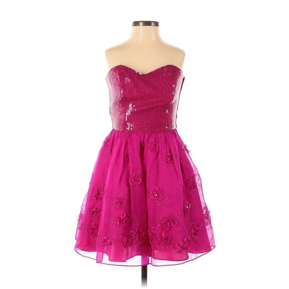 Betsey Johnson Vintage 90s Y2K Tulle Hot Pink Tulle Babydoll Dress Size 4
